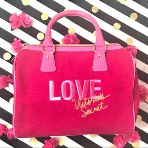 VICTORIA’S SECRET BARBIECORE VELVET MINI ZIPPER SATCHEL PINK & GOLD